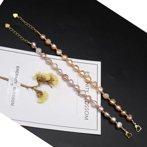 Freshwater Cultured Pearl Bracelet Orange Purple Beaded Gift 8-9mm
