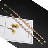 Freshwater Cultured Pearl Bracelet Orange Purple Beaded Gift 8-9mm