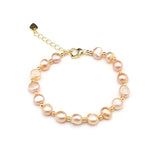 Freshwater Cultured Pearl Bracelet Orange Purple Beaded Gift 8-9mm