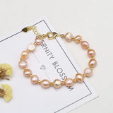 Freshwater Cultured Pearl Bracelet Orange Purple Beaded Gift 8-9mm