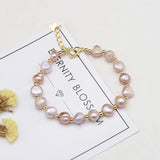 Freshwater Cultured Pearl Bracelet Orange Purple Beaded Gift 8-9mm