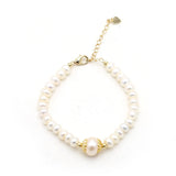 Freshwater Cultured Pearl Beaded Bracelet with Big Pearl Pendant