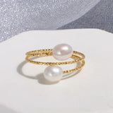 Freshwater Double Pearl Ring For Women Jewelry Gift