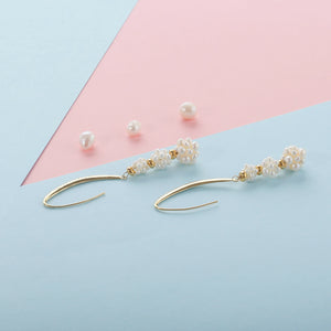 Freshwater Pearl 925 Silver CZ Drop Earrings