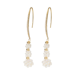 Freshwater Pearl 925 Silver CZ Drop Earrings