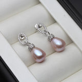 Natural Grey Pearl Stud Earrings 925 Silver Fine Jewelry