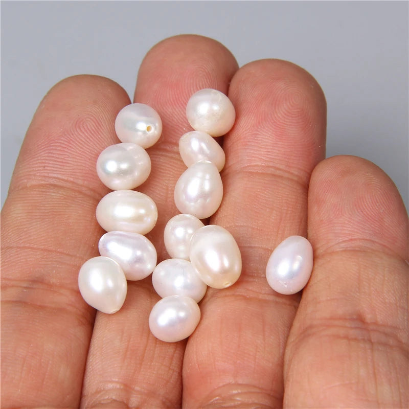 Freshwater Half Hole Pearl Beads Rice Shape Loose Beads DIY Jewelry Making