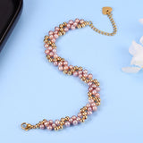 Natural Freshwater Oval Pearl Bracelet For Women 18K Filled Multi-layered