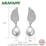 Freshwater Pearl 925 Silver Wing Cz Drop Earrings Pink Gray Dangle