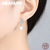 Freshwater Pearl 925 Silver Wing Cz Drop Earrings Pink Gray Dangle