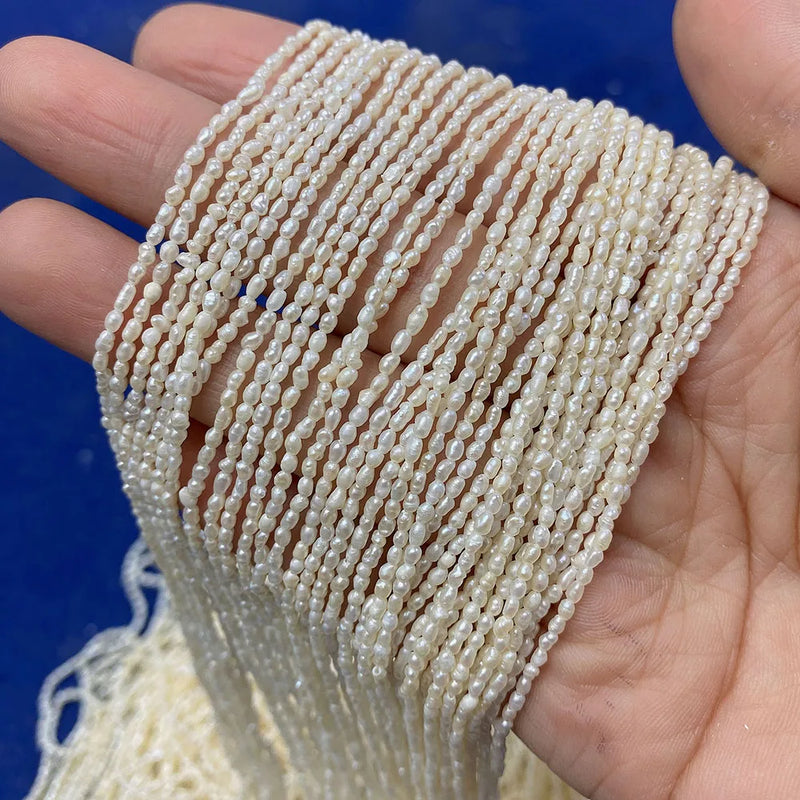 Natural Freshwater Pearl 1.8-2mm Rice Shape Beads for Jewelry Making