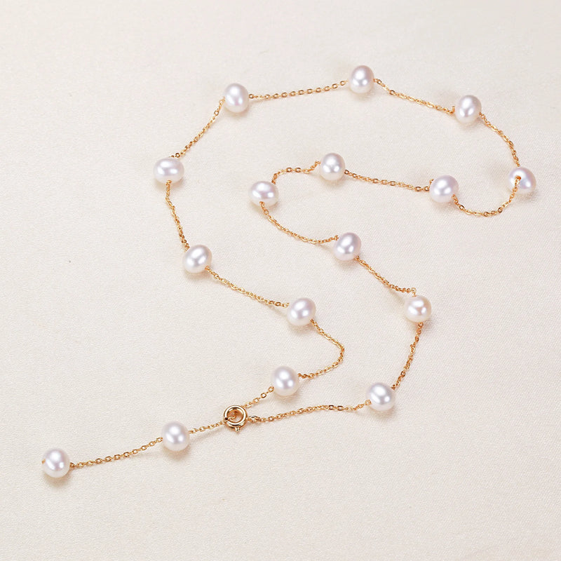 18K Natural Freshwater Pearl Necklace for Women