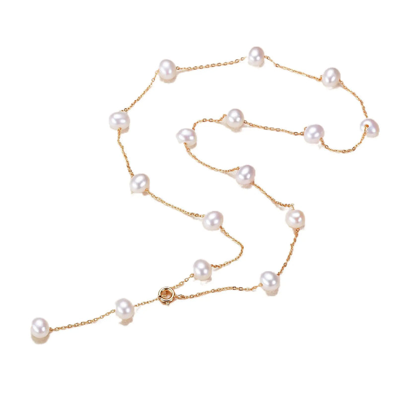 Natural Freshwater Pearl 18K Necklace Jewelry for Women