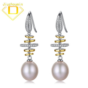 Freshwater Pearl 925 Silver Spiral Stud Earrings Two Tone Melancholy