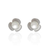 Flower Stud Earrings with Natural Freshwater Pearl 925 Silver