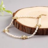Freshwater Pearl Anklet Golden Daisy Flower Fine Jewelry