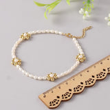 Freshwater Pearl Anklet Golden Daisy Flower Fine Jewelry