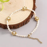 Freshwater Pearl Anklet Golden Daisy Flower Fine Jewelry