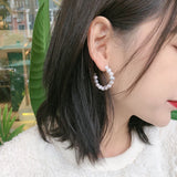 Baroque Circle Hoop Earrings 925 Silver Jewelry for Women