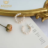Baroque Circle Hoop Earrings 925 Silver Jewelry for Women