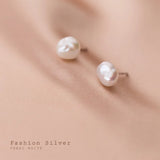 Freshwater Pearl Baroque Shape Stud Earrings 925 Sterling Silver Jewelry