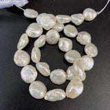 Natural Freshwater Pearl Bead Buttons 13-14mm