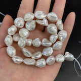 Natural Freshwater Pearl Bead Buttons 13-14mm