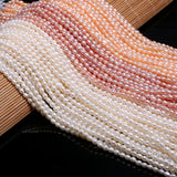 Natural Freshwater Pearl Bead Rice Shape 3-3.5-3.8mm for Charms Jewelry Making