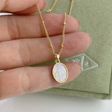 Freshwater Pearl Beaded Chokers Necklace Natural Fritillaria Pendant