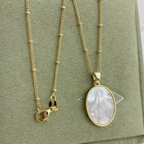 Freshwater Pearl Beaded Chokers Necklace Natural Fritillaria Pendant