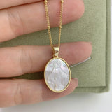Freshwater Pearl Beaded Chokers Necklace Natural Fritillaria Pendant