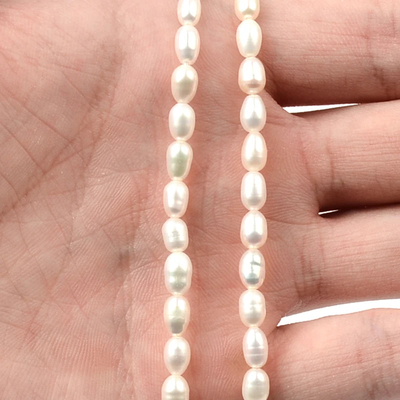 Natural Freshwater Pearl Beaded High Rice Shape Loose Beads