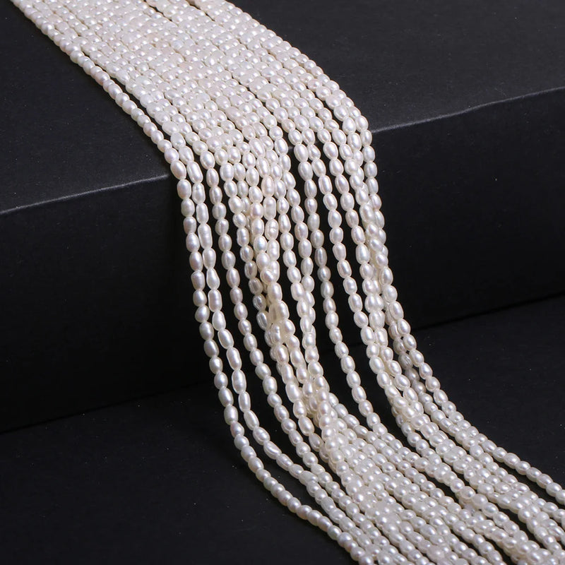 Natural Freshwater Pearl Beaded High Rice Shape Loose Beads for Jewelry DIY