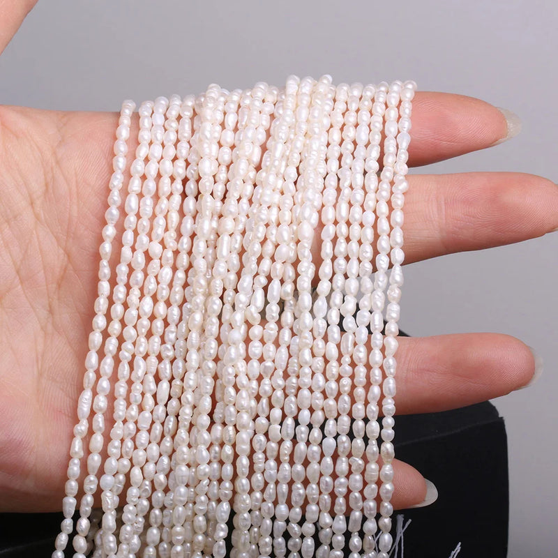 Freshwater Pearl Beaded High Rice Shape Punch Loose Beads for Jewelry DIY