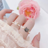 Freshwater Pearl Shell Kitten Ring Women's Jewelry