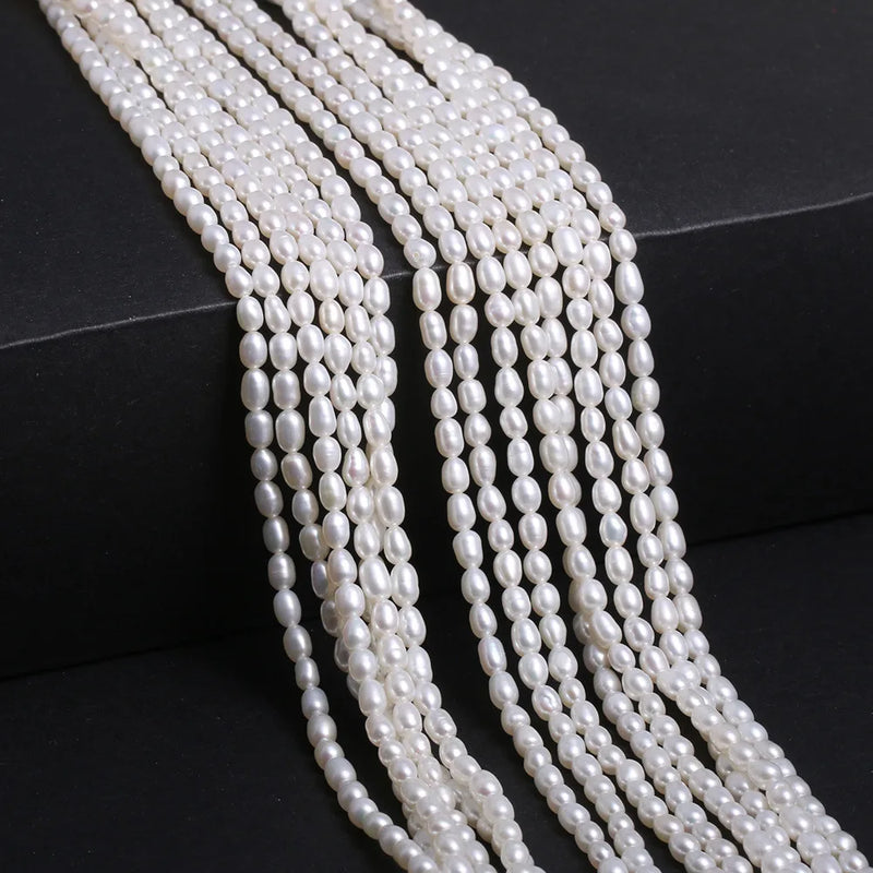 Freshwater Pearl Beads 3.5-4mm Rice-Shaped Pearls DIY Jewelry Necklace Bracelet