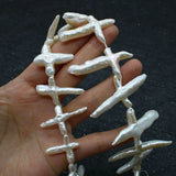 Natural Freshwater Pearl Beads Cross Shape Horizontal Hole Beads