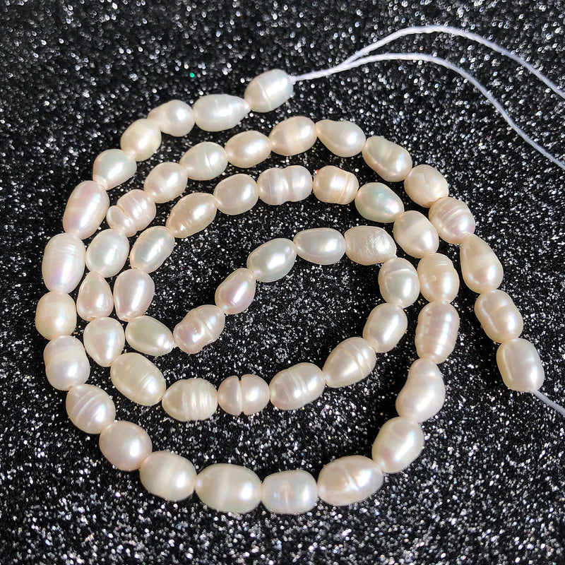 Natural Freshwater Pearl Beads High Irregular Oval Shape Punch Loose Beads