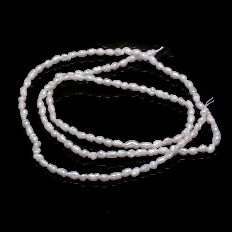 Natural Freshwater Pearl Beads High Irregular Rice Bead Loose Pearls 2-2.3mm