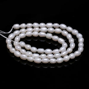 Freshwater Pearl Beads Rice Shape Loose Beads DIY Jewelry Making 4-5MM