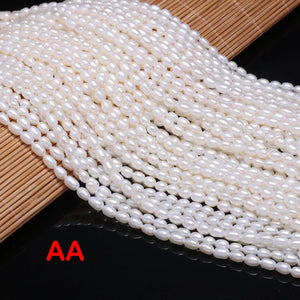 Freshwater Pearl Beads Rice Shape Loose Beads DIY Jewelry Making 4-5MM
