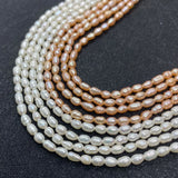 Natural Freshwater Pearl Beads High Rice Shaped Loose Beads Pink
