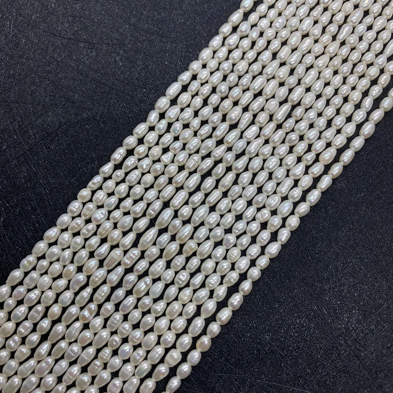 Natural Freshwater Pearl Beads High Rice Shaped Loose Beads Pink