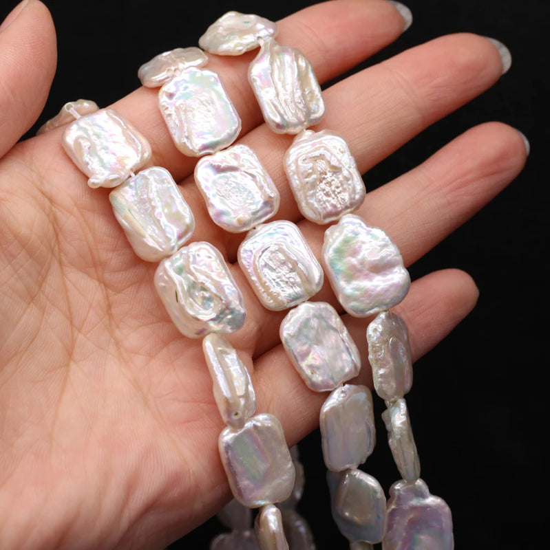 Square Baroque Freshwater Pearl Beads 14x17mm