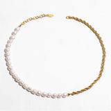 Freshwater Pearl Necklace High Brass Chain Clavicle Chain Women Party Jewelry