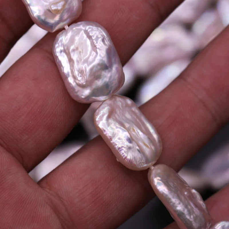 Rectangle Natural Freshwater Pearl Beads 15x18mm