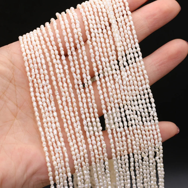 Natural Freshwater Pearl Rice Shape Beads 1.8-2mm