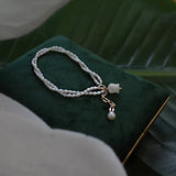 Freshwater Pearl Bracelet 14K Filled Jewelry Lily Valley Pendant Double Layer