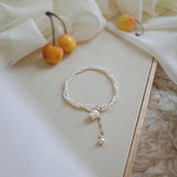 Freshwater Pearl Bracelet 14K Filled Jewelry Lily Valley Pendant Double Layer