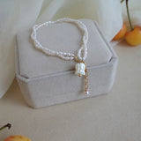Freshwater Pearl Bracelet 14K Filled Jewelry Lily Valley Pendant Double Layer